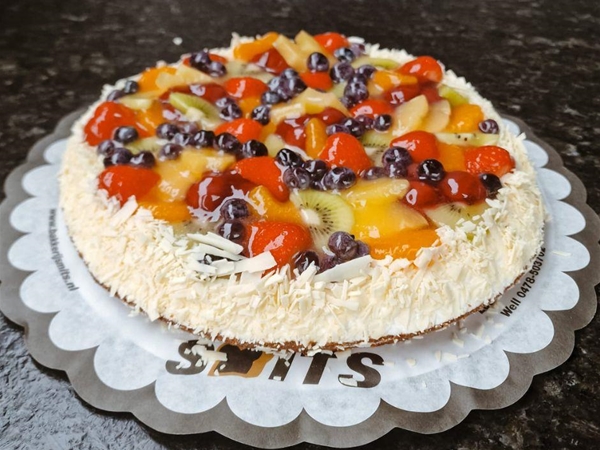 Vruchtenvlaai op yoghurt